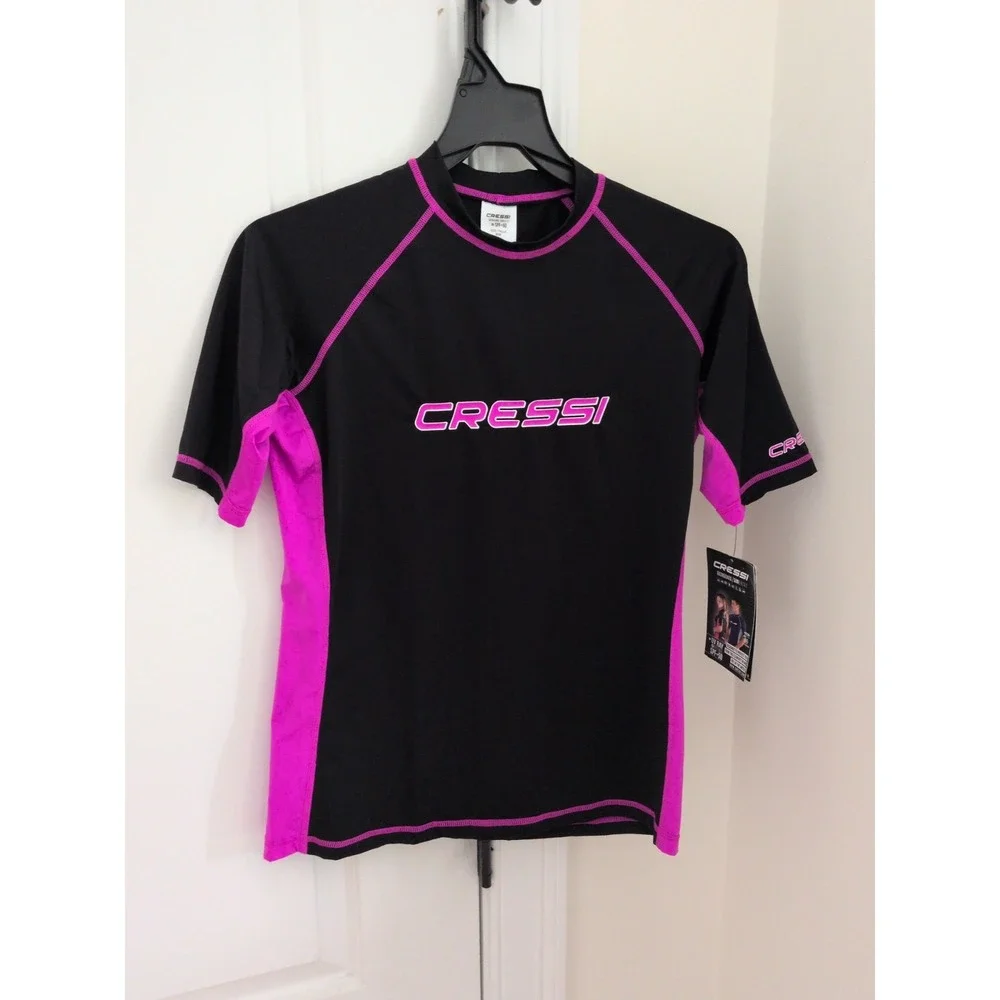 Cressi Women's Size Medium Ocean Rashguard Pool Top Shirt Short Sleeve Pink